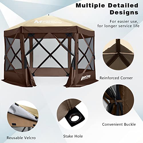 MASTERCANOPY 12x12FT Pop Up Gazebo Screen Tent - Instant Screen House with Netting, Quick Set, Outdoor Canopy Shelter with Carry Bag for Camping