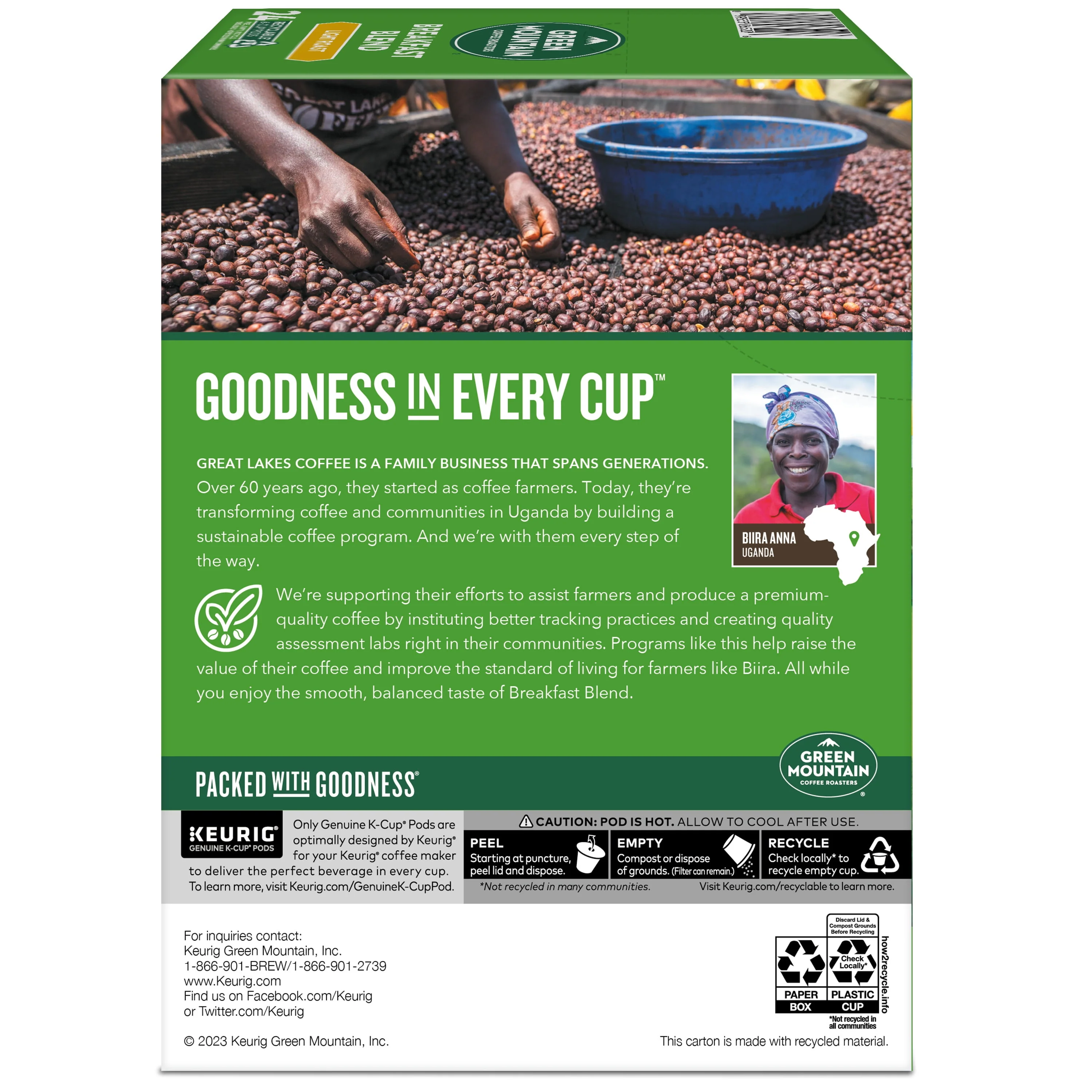 Green Mountain Coffee Roasters, Breakfast Blend Light Roast K-Cup Coffee Pods, 24 Count