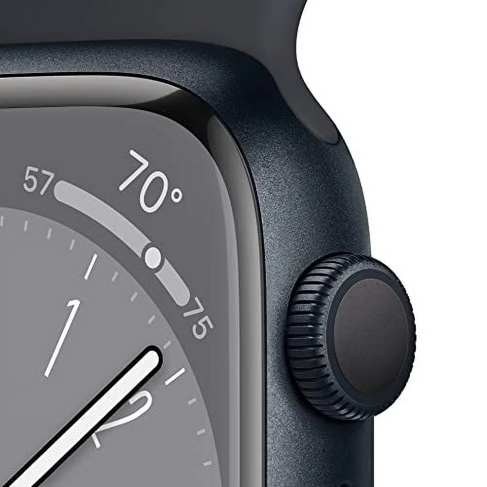 Apple Watch Series 8 GPS 45mm Midnight Aluminum Case with Midnight Sport Band - M/L. Fitness Tracker, Blood Oxygen & ECG Apps