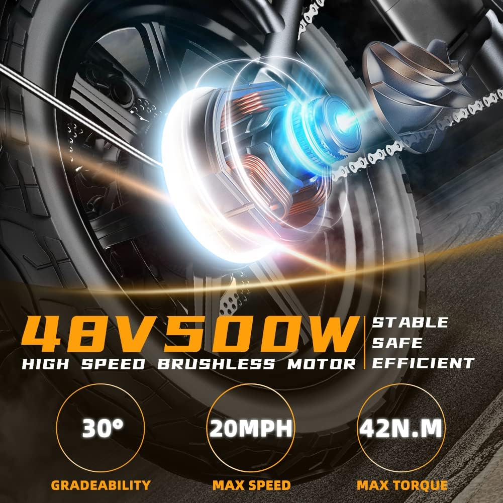 K6 Folding Electric Bike for Adults, Magnesium Alloy 500W 21MPH Mountain Ebikes for Adults with 48V 12.8Ah LG Cells Removable Battery