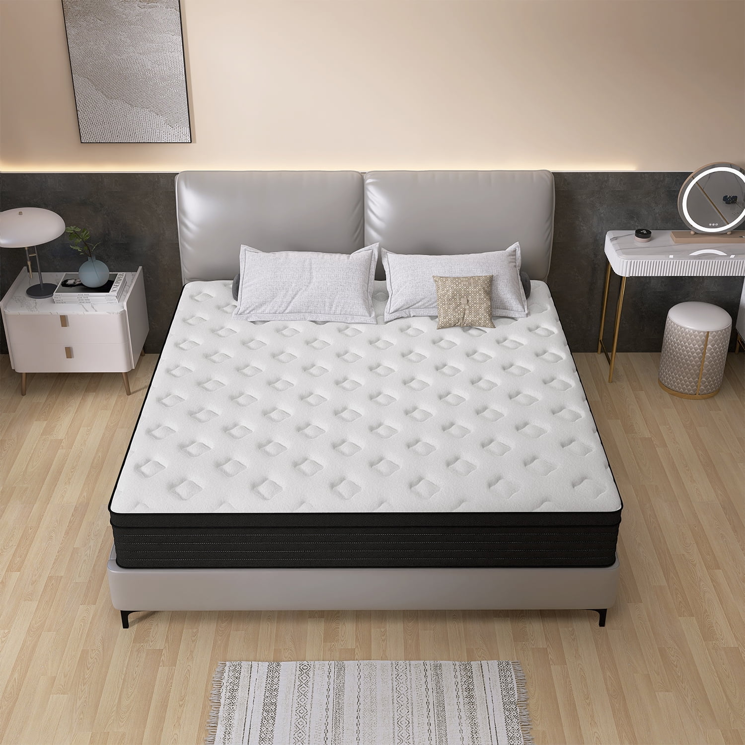 King Mattress, 14 Inch Memory Foam Mattress in a Box, Individual Pocket Spring Mattress with Motion Isolation and Pressure Relief, Medium Firm