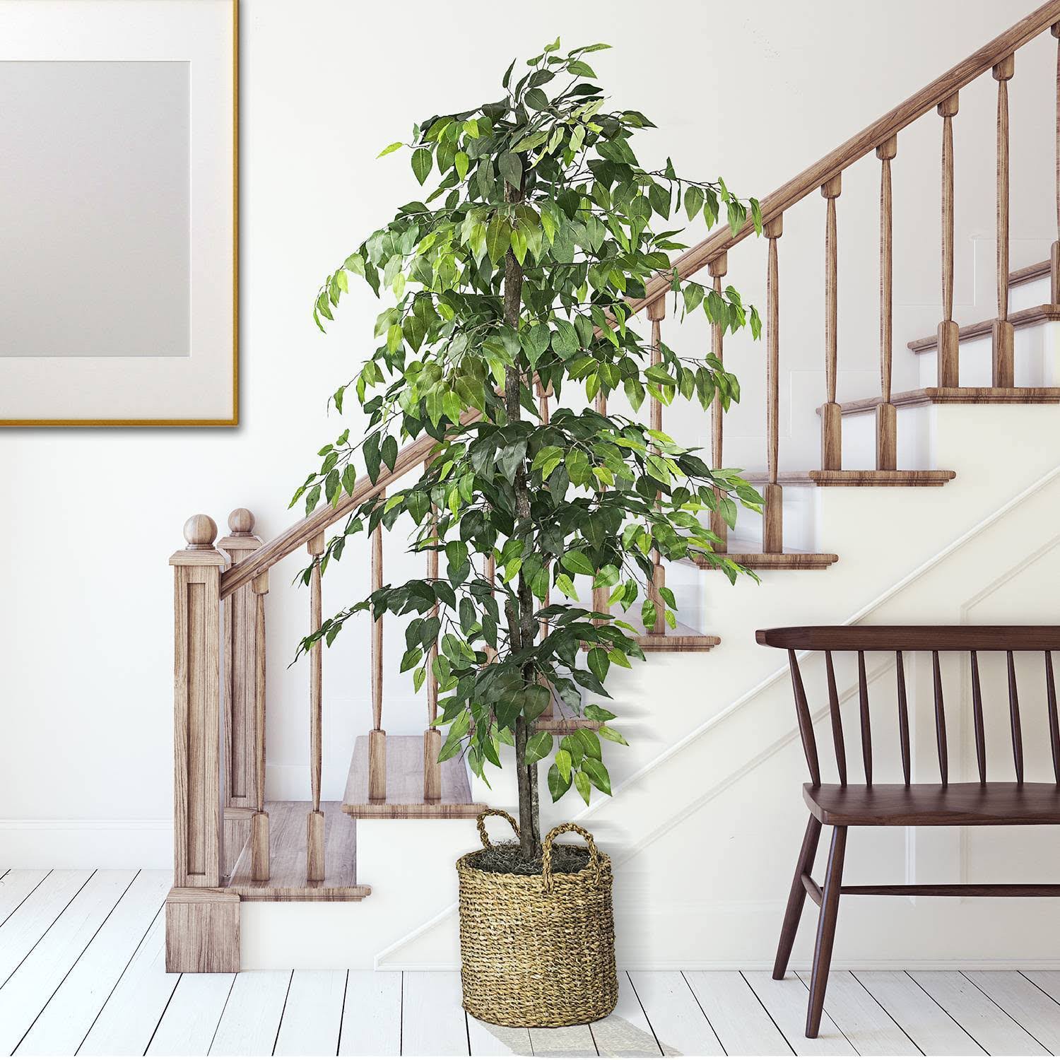 LCG Sales Faux 6& Ficus Tree in Roped Style Handwoven Basket