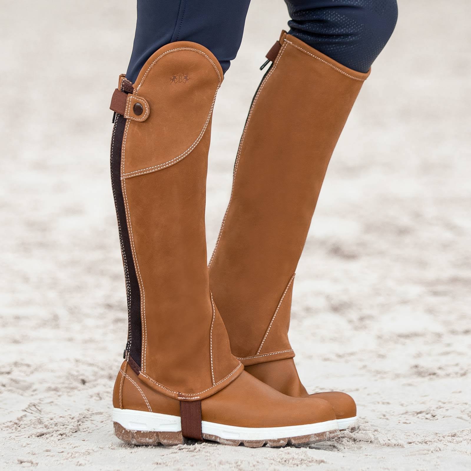 B Vertigo Milan Leather Half Chaps - Brown - US Xs