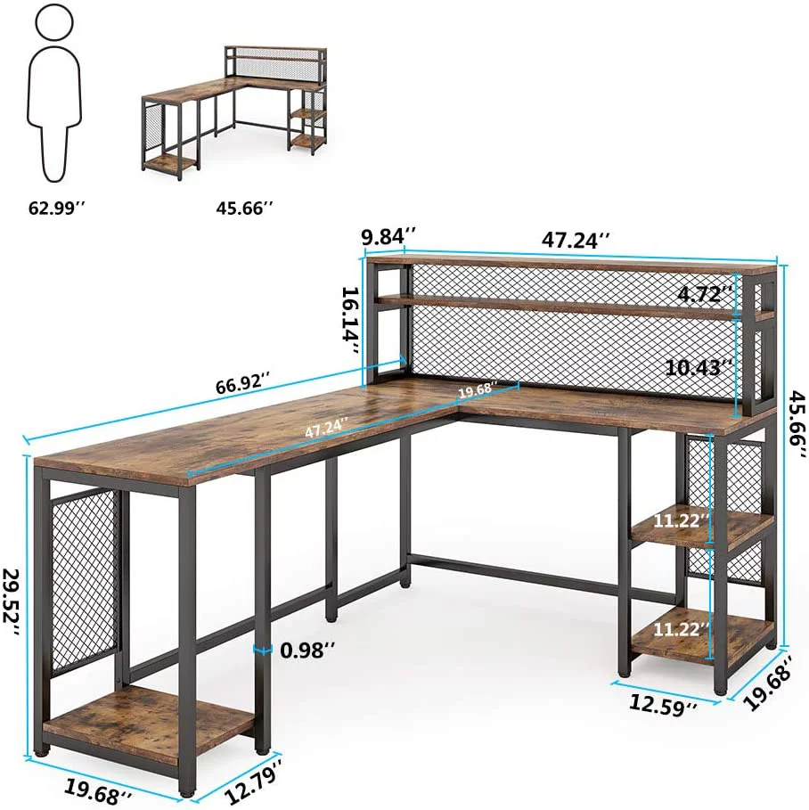 Tribesigns 67" Large Computer Desk with Hutch