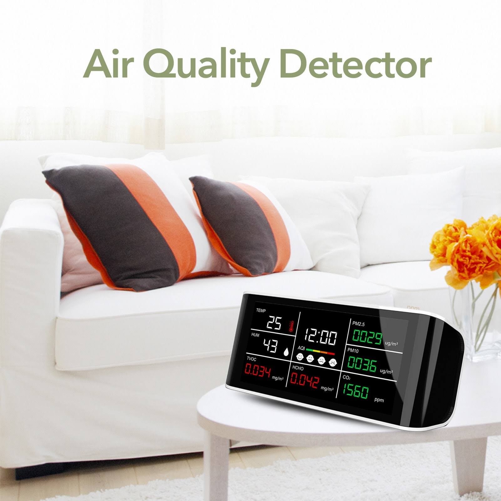 Tomtop E14288 Dm69 Portable Air Quality Analyzer Digital Common Display Screen CO2 PM2.5 PM10 Hcho TOVC Temperature Humidity Det