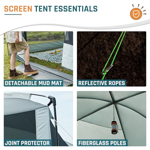 Screen House Tent 13x9ft Screen Room Mesh Gazebos w/ 2 Magnetic Doors, Included Projection Screen