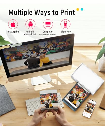 Liene 4x6'' Photo Printer, Phone Printer 100 Sheets & 3 Cartridges, Full-Color Photo, Portable Instant Photo Printer for iPhone Android