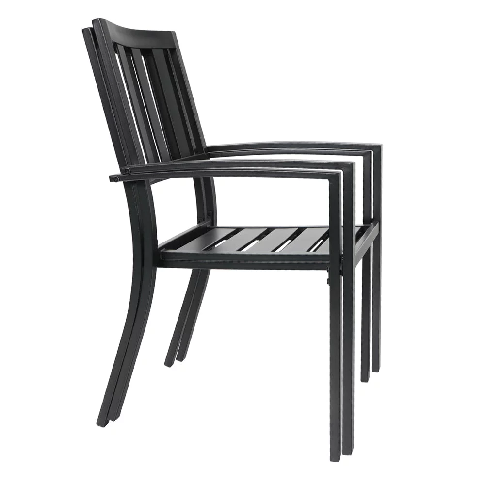 MF Studio 5-Pieces Patio Dining Set Outdoor Modern Furniture 37" Square Metal Table for 4 Persons, Black