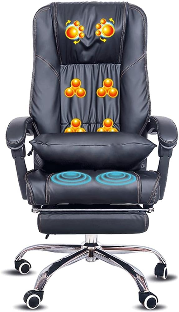 Executive Office Massage Chair,Ergonomic Heated 6 Point Vibrating Swivel Computer Chair, for Office and Home-Black
