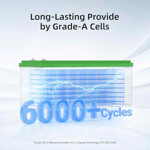 Lithium LiFePO4 Deep Cycle Battery, Low-temp Protection, 4000-15000 Cycletimes, Perfect for Homeback up Power, Solar Power, Off-Grid