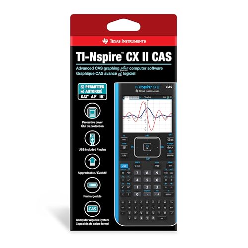 Texas Instruments TI-Nspire CX II CAS Graphing Calculator | Color Screen, 8 Built-in Apps, Python Programming, Included Software, for Math