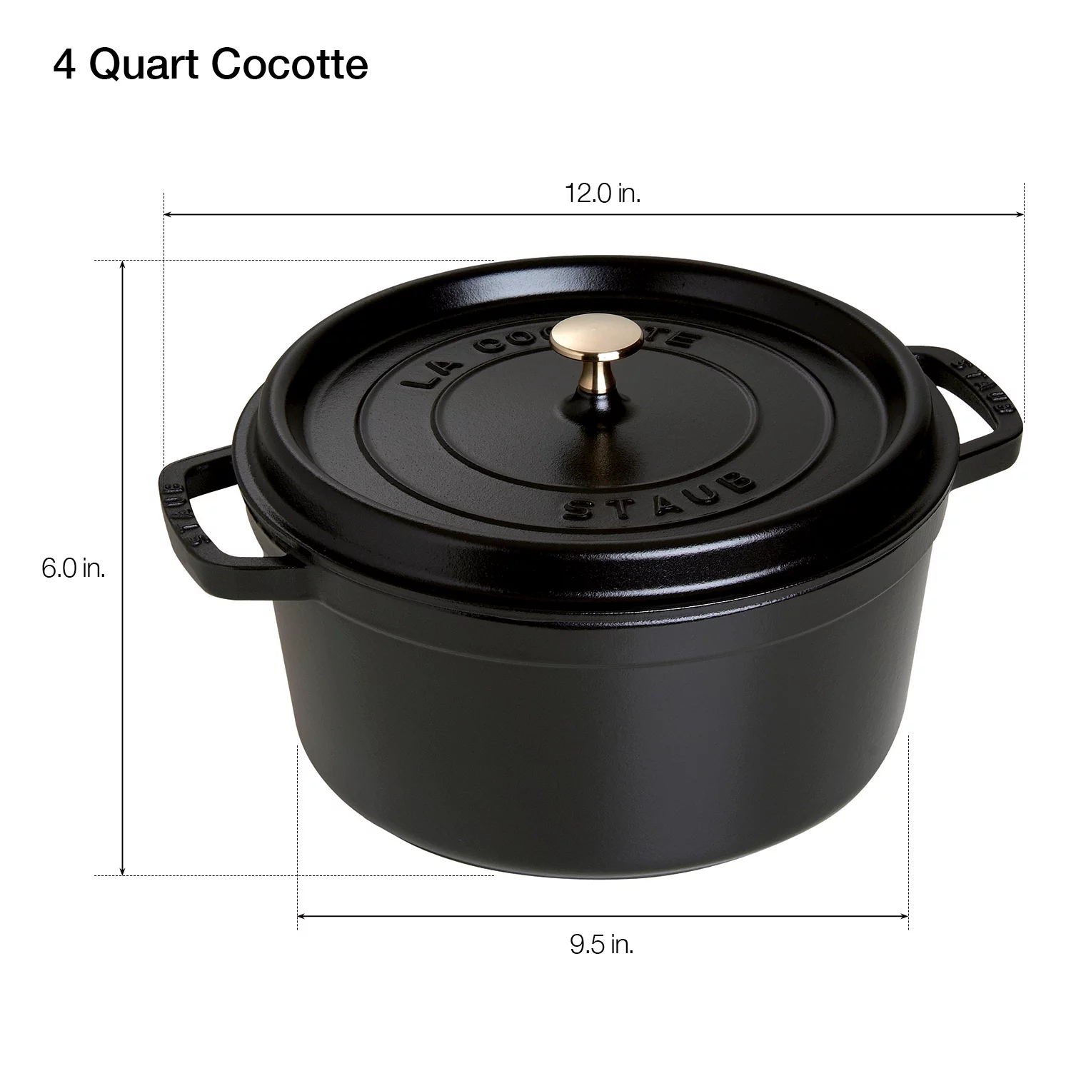 Staub Cast Iron 4-Qt Round Cocotte - Matte Black