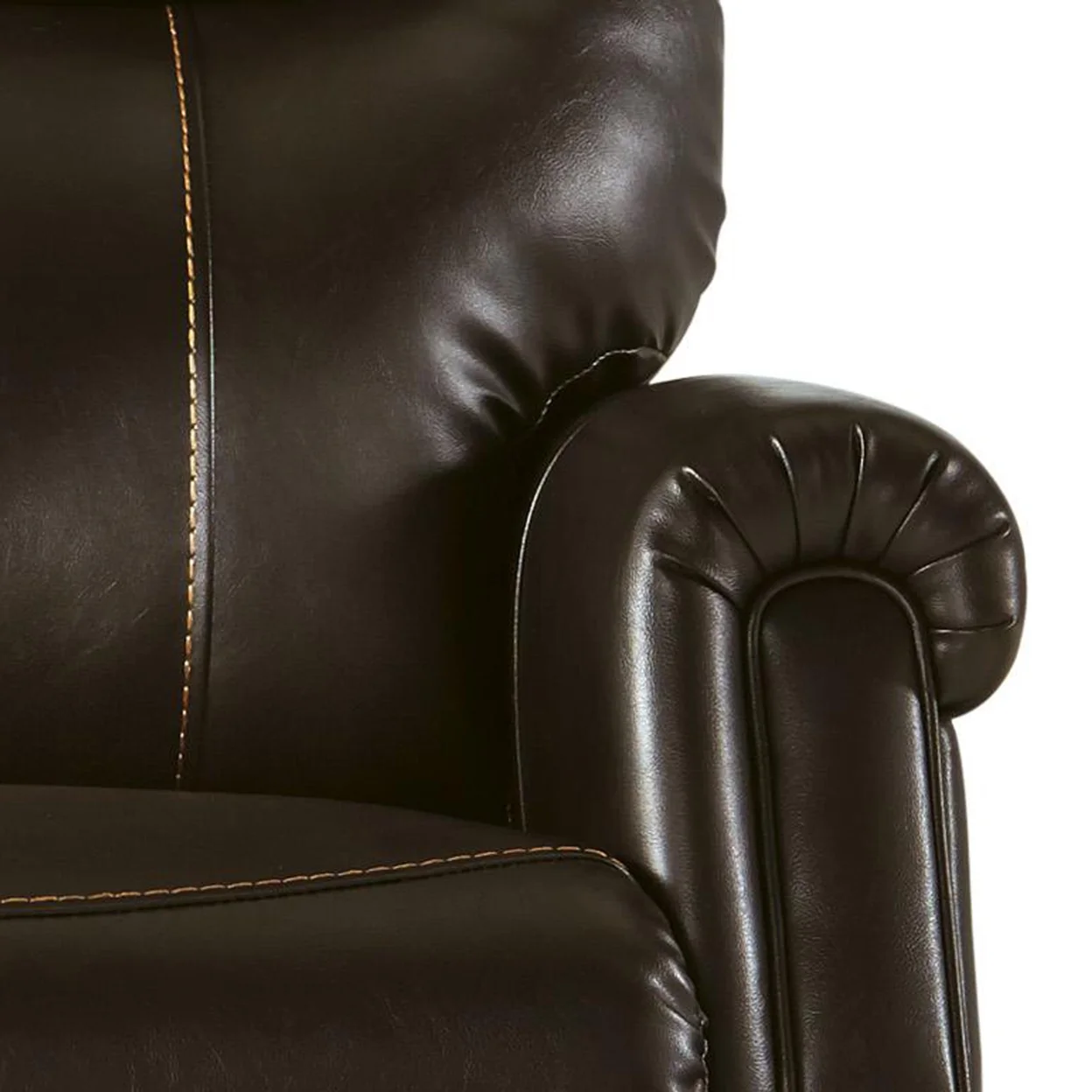 Leatherette Metal Frame Power Lift Recliner with Tufted Back Brown - Saltoro Sherpi - Curated Treasures Market