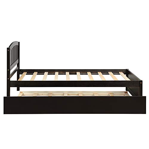 SOFTSEA Full Size Platform Bed with Storage, Platform Bed with Drawers and Bed End Case, Wood Platform Bed Frame with Storage Bookcase Headboard