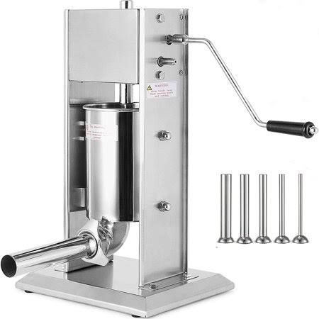 Vevor Manual Sausage Stuffer Maker 15L Capacity, Two Speed Vertical Meat Filler Stainless Steel, Heavy Duty Sausage Filler with