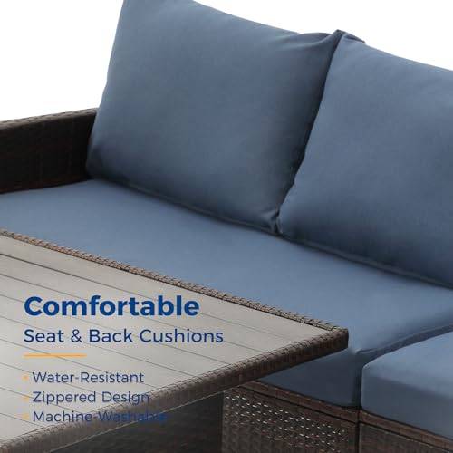 Wisteria Lane Outdoor Patio Furniture Set, 7 Piece Outdoor Dining Sectional Sofa with Dining Table and Chair