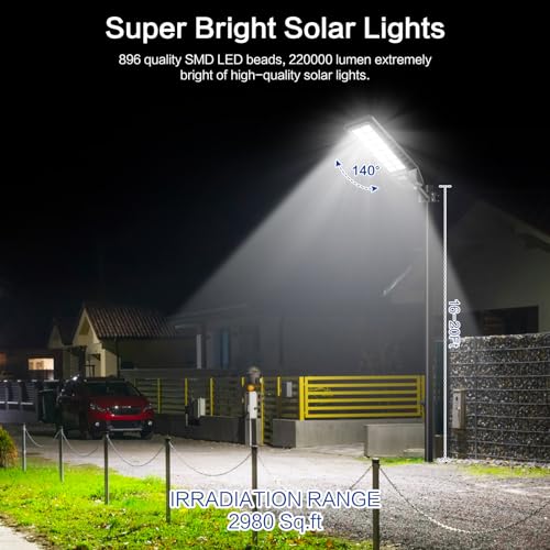 2 Pack 3200W Solar Street Lights Outdoor
