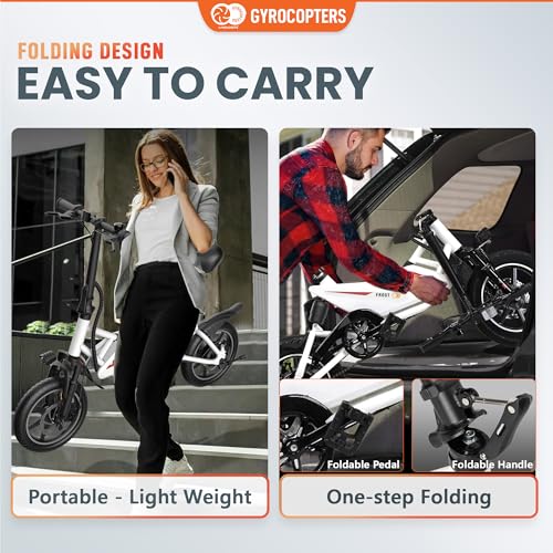Frost Electric Bike for Adults | UL2849 Safe Folding Ebike 350W Brushless Motor | 14-inch Tires Compact Bike | Speed up to 25kmph/15.5mph 36V Battery