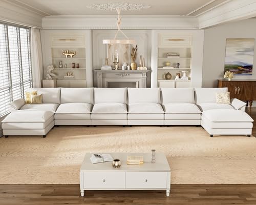 Homall 119" Modular Sectional Sofa, L Shaped Sofa Couch with Reversible Ottoman, DIY Combination Chenille Deep 3-Seat Cloud Couch for Living Room