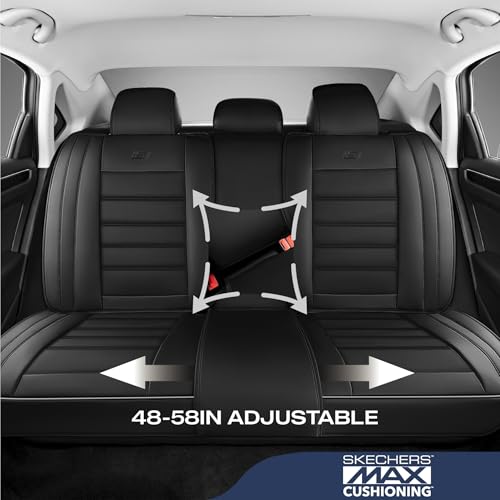 Skechers MAX Cushioning Seat Covers,Memory Foam Leather Car Seat Covers,Waterproof Car Seat Protector Front Seats