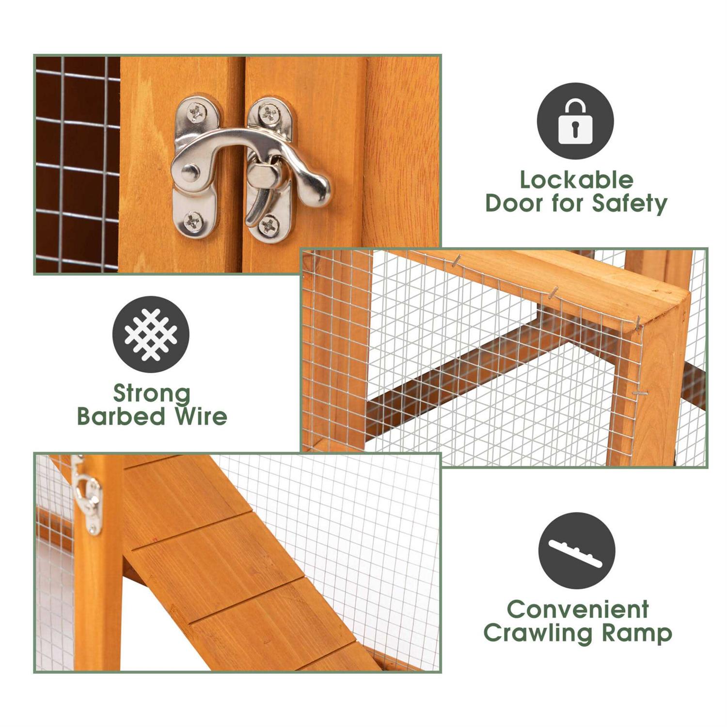 Coziwow82L Extra-Large Wooden Rabbit Cage With Double Runs - Pet Supplies online store
