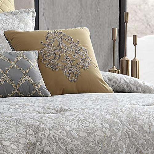 Riverbrook Home 100% Polyester Comforter Set, Queen, Hillcrest - Ivory/Gold, 9 Piece Set