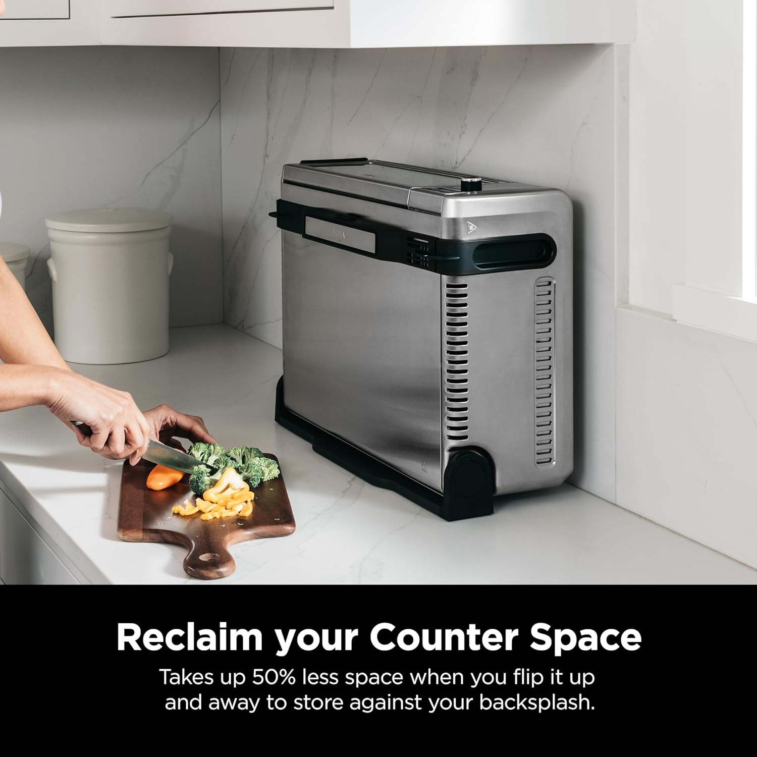Ninja SP101 Digital Air Fry Countertop Oven with 8-in-1 Functionality, Flip Up & Away Capability for Storage Space, with Air Fry Basket