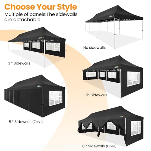 10x10 Pop Up Canopy Tent with 4 Sidewalls and Mesh Windows 2.0