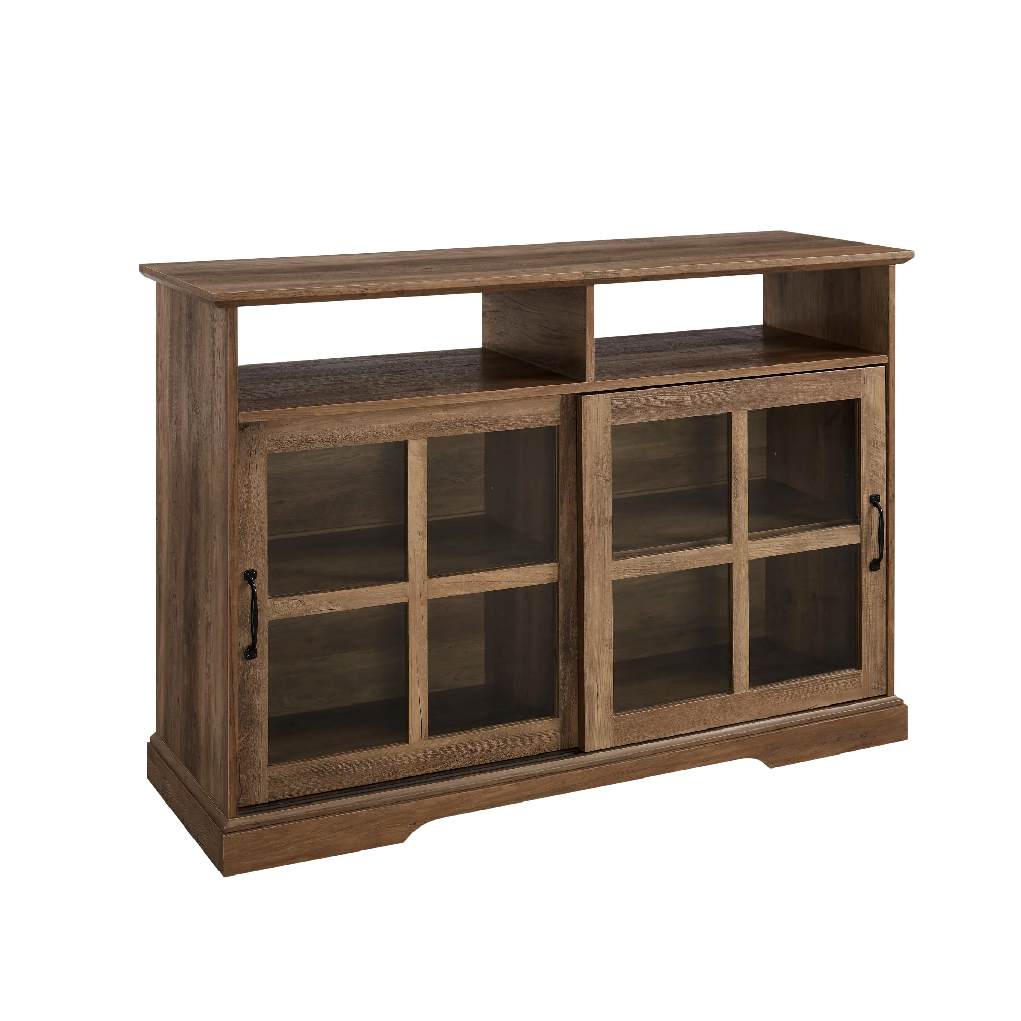 Walker Edison Farmhouse Sliding Glass Door TV Stand, Barnwood