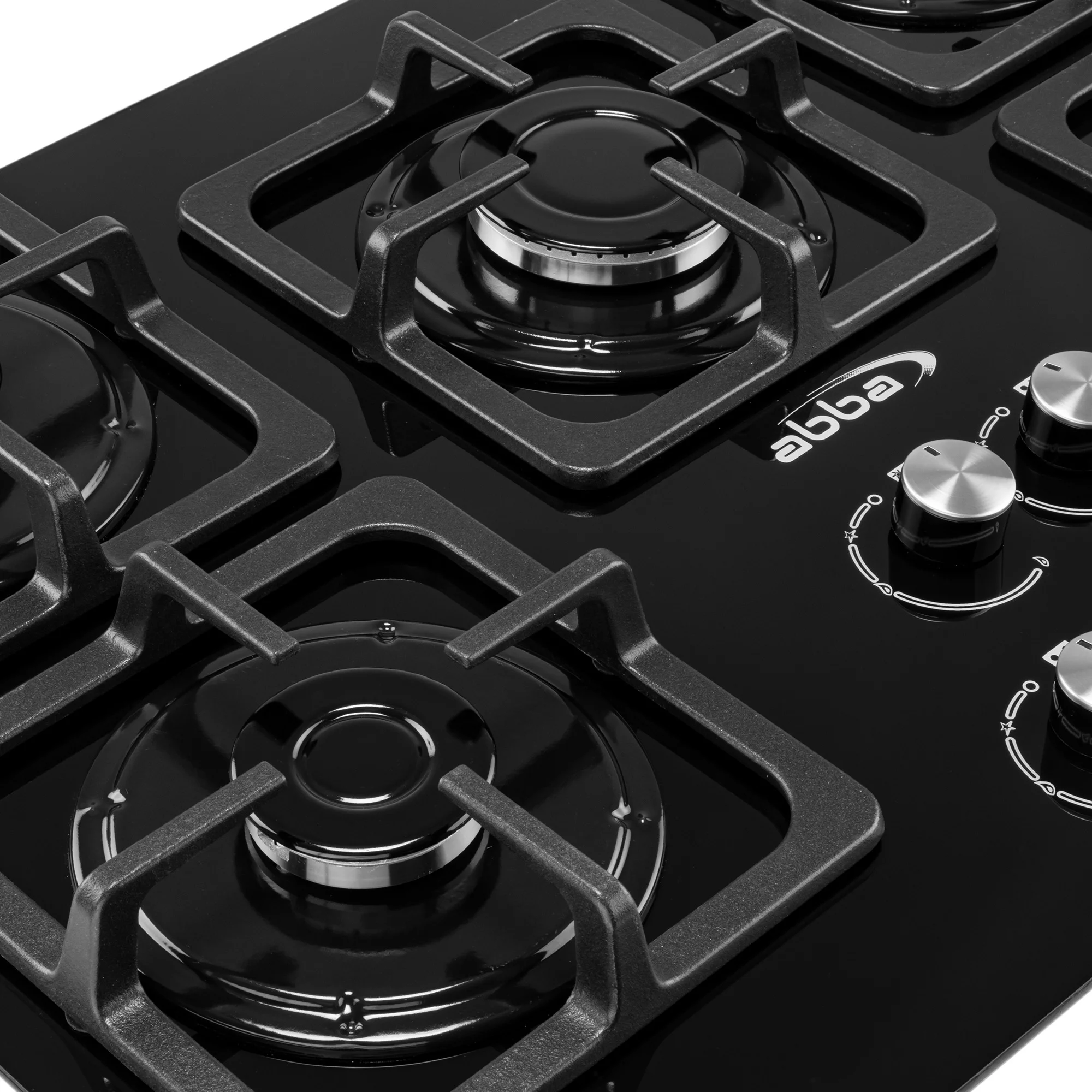 ABBA 30-in Gas Cooktop with 5 Sealed Burners - Tempered Glass Surface with SABAF Burners, Natural Gas Stove for Countertop, Easy to Clean