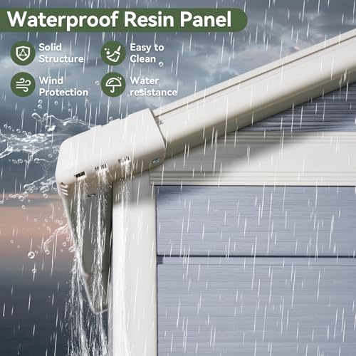 Aoxun Outdoor Storage Shed 5 x 3FT, Resin Shed with Floor and Lockable Door, Plastic Sheds for Garbage Can, Tool, Accessories, Lawn, Garden - Grey