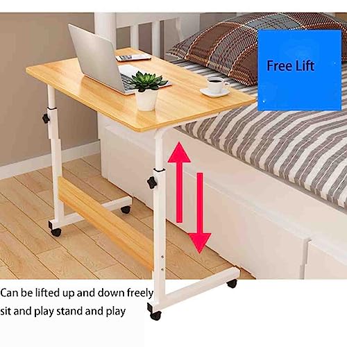Overbed Table with Wheels,Movable Patient Dining Table Elderly Bed Table Can Lift Table Bedside Table,Hospital and Home Medical Use (A)