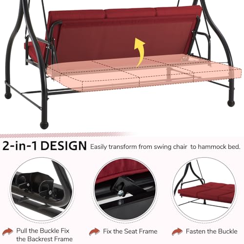 U-MAX Porch Swing Chair with Adjustable Backrest&Canopy