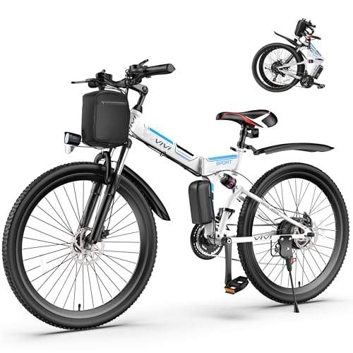 Vivi Electric Bike for Adults 750W Peak Folding Electric Mountain Bike 26'' Commuter Ebike 22MPH Adult Electric Bicycles with Removable Battery
