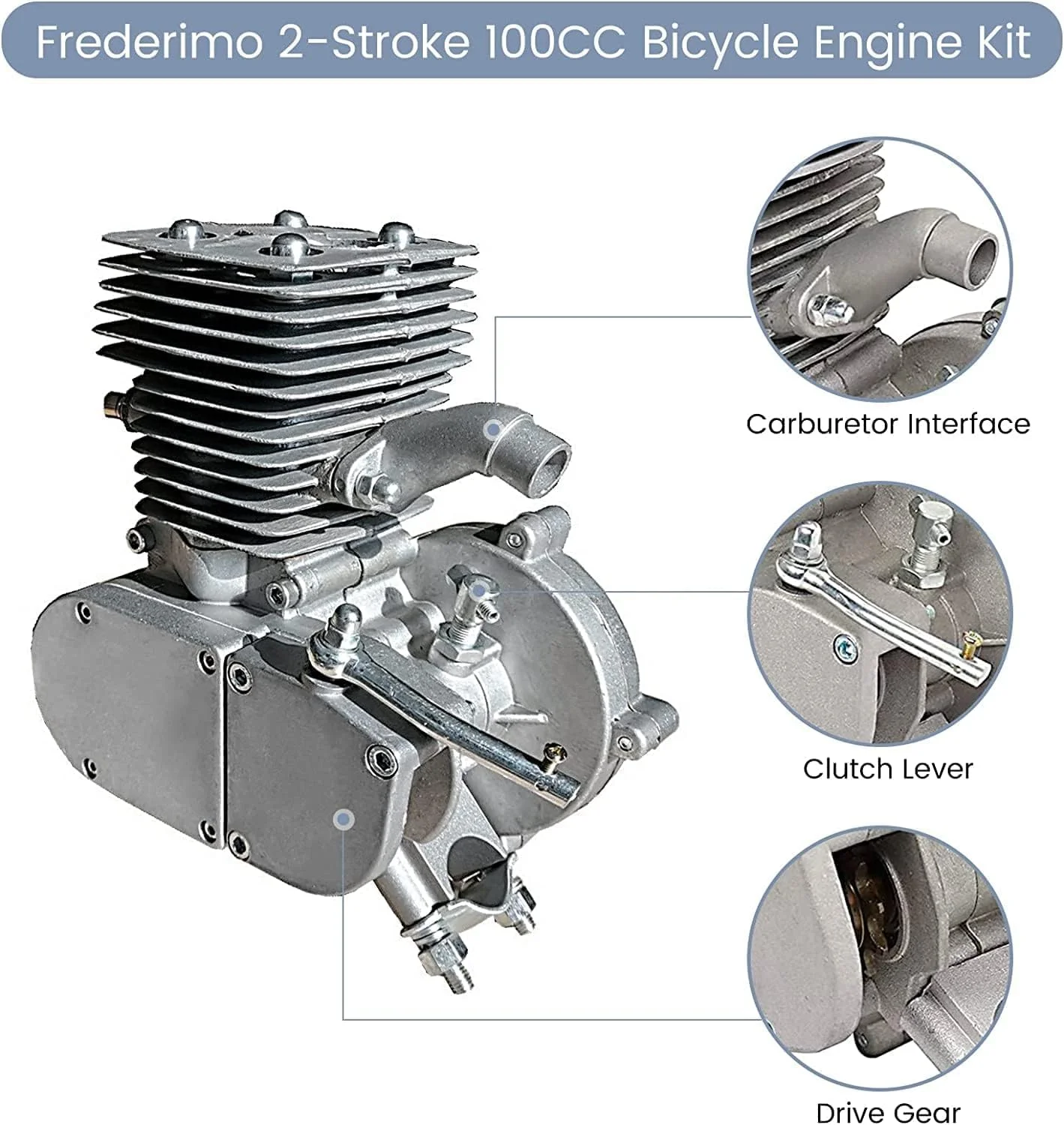 100CC Bicycle Engine Kit, 2 Stroke/4 Stroke Bike Motor Kit, Air-Cooling Modified Full Set Petrol Gas Motor Conversion Kit