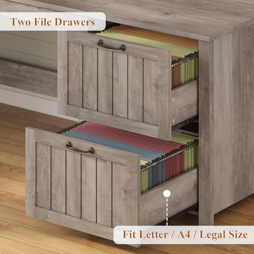SEDETA Farmhouse 63" Executive Desk, Home Office Desk with File Drawer and Monitor Stand, Computer Desk with Drawers and Storage Cabinet