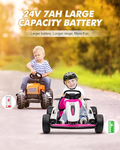 24V Go Kart for Kids 6-12 Year Old,Child Electric Drift Go-Kart with Music Mode,Electric Drifting Go Cart with Powerful Motor for 6+ Years Kid