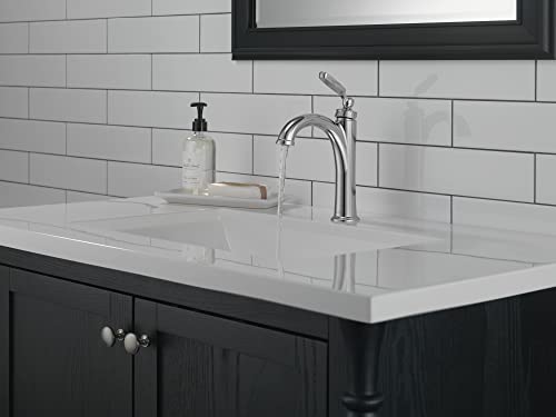 Delta Woodhurst Brushed Nickel Bathroom Faucet 1 Hole, Single Hole Bathroom Sink Faucet for Vanity, Metal Push-Pop Drain Assembly