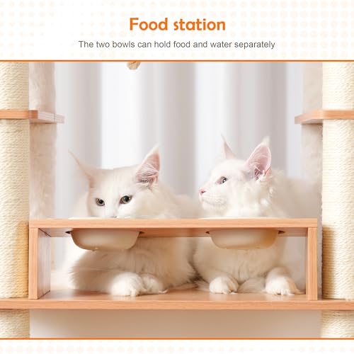 Heybly Cat Tree for Maine Coon with Litter Box Enclosure, 72-inch Wooden Cat Tower for Indoor Cats Large Adult, Big Condo with Food Station, Baskets