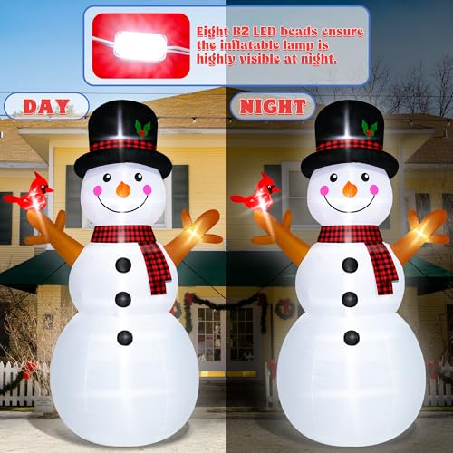 16FT Christmas Inflatable Snowman Outdoor Decorations, Giant Christmas Snowman, Holiday Blow Up Yard Decor with LED Lights