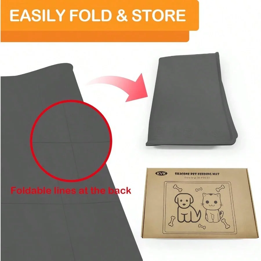 Dog Water Mat 39.4*29.5in Silicone Dog Mat For Food And Water Extra Large Pet Feeding Mat For Floors Waterproof Pet Feeding Mat Prevent Water Food
