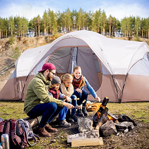 UNP Camping Tent 10-Person-Family Tents, Parties, Music Festival Tent, Big, Easy Up, 5 Large Mesh Windows, Double Layer, 2 Room, Waterproof
