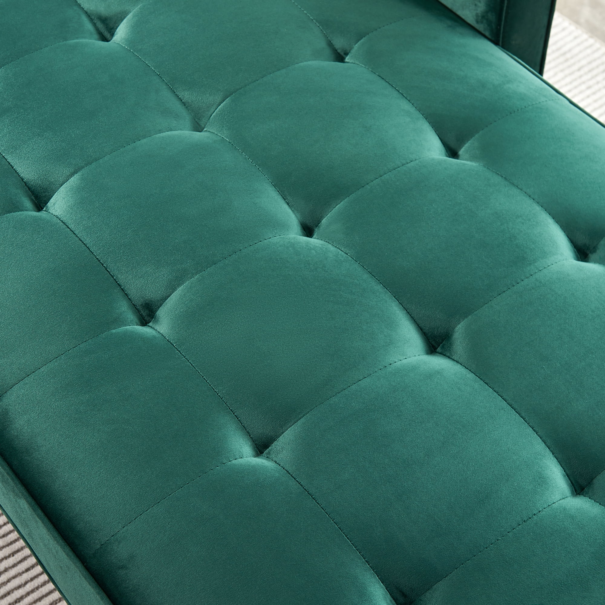 64" Velvet Chaise,Mid-Century Modern Chaise Furniture,Sleeper for Living Room,Apartment,Tool-Free Assembly. (Green)