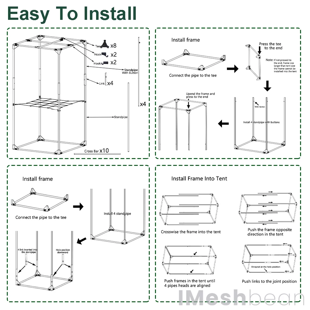 iMeshbean 24"x24"x55" Grow Tent Kit w/ LED Full Spectrum Grow Light & Ventilation Inline Fan