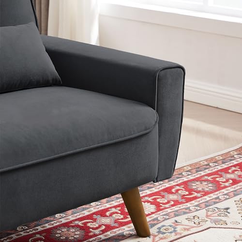 48.8" Small Loveseat Sofa, Mid Century Modern Love Seat Couch with Back Cushions and Wood Legs, 2 Seater Couches for Living Room, Bedroom