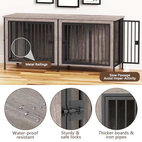 EasyCom 39.96" XL Wooden Large Dog Crate Furniture for Medium and Large Breed