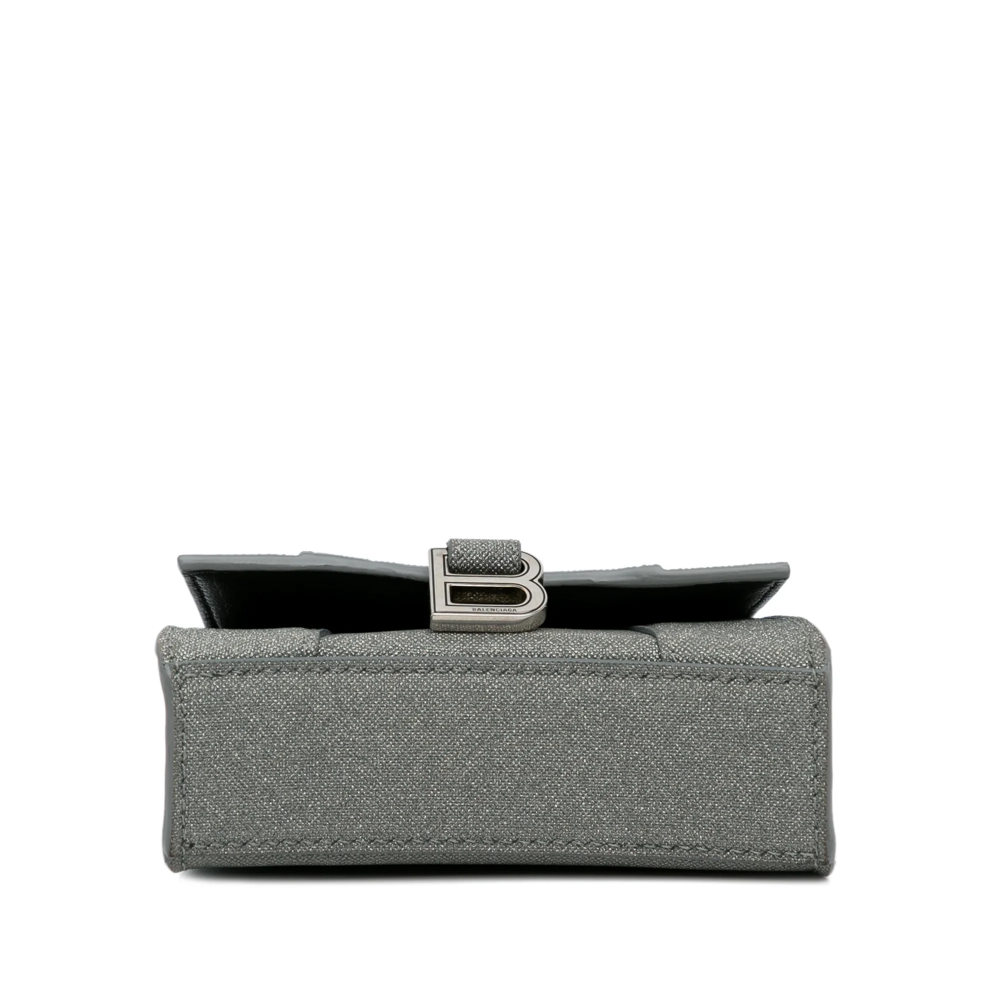 Pre-Owned Authenticated Balenciaga Mini Glitter Hourglass Satchel Polyester Fabric Gray Unisex (Good)