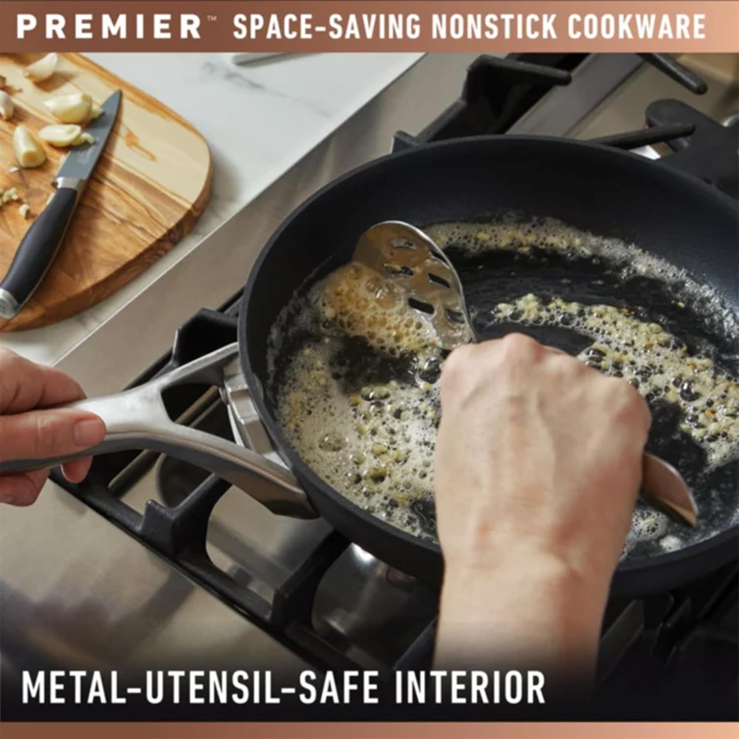 Calphalon Premier Space-Saving Stackable 8 Piece Pot and Pans Set, Hard-Anodized Nonstick Cookware w/MineralShield Technology, Dishwasher & Oven Safe
