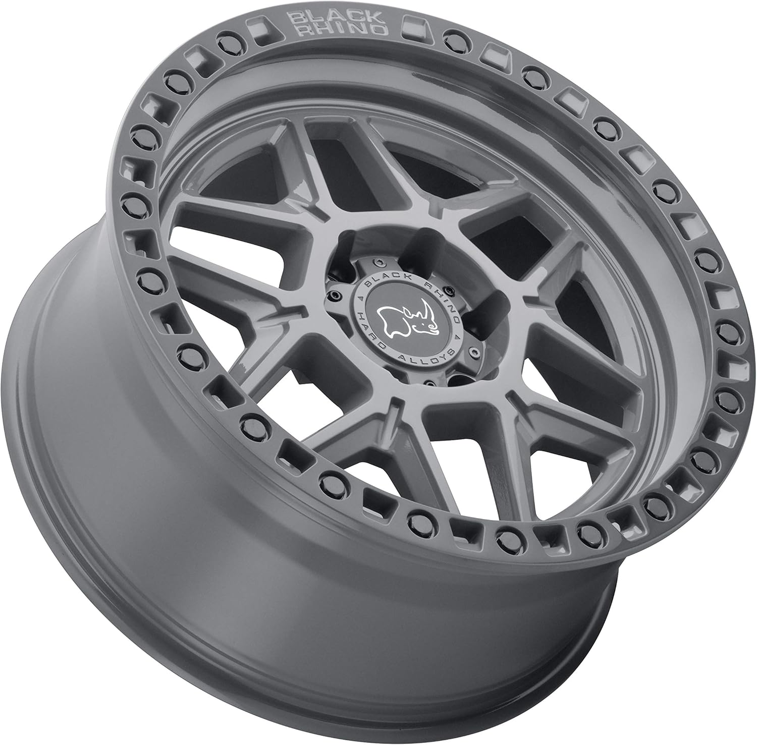 Black Rhino Kelso Custom Wheel - 17" x 9", 0 Offset, 6x139.7 Bolt Pattern, 112.1mm Hub - Battleship Gray with Black Lip and Black Bolts Rim