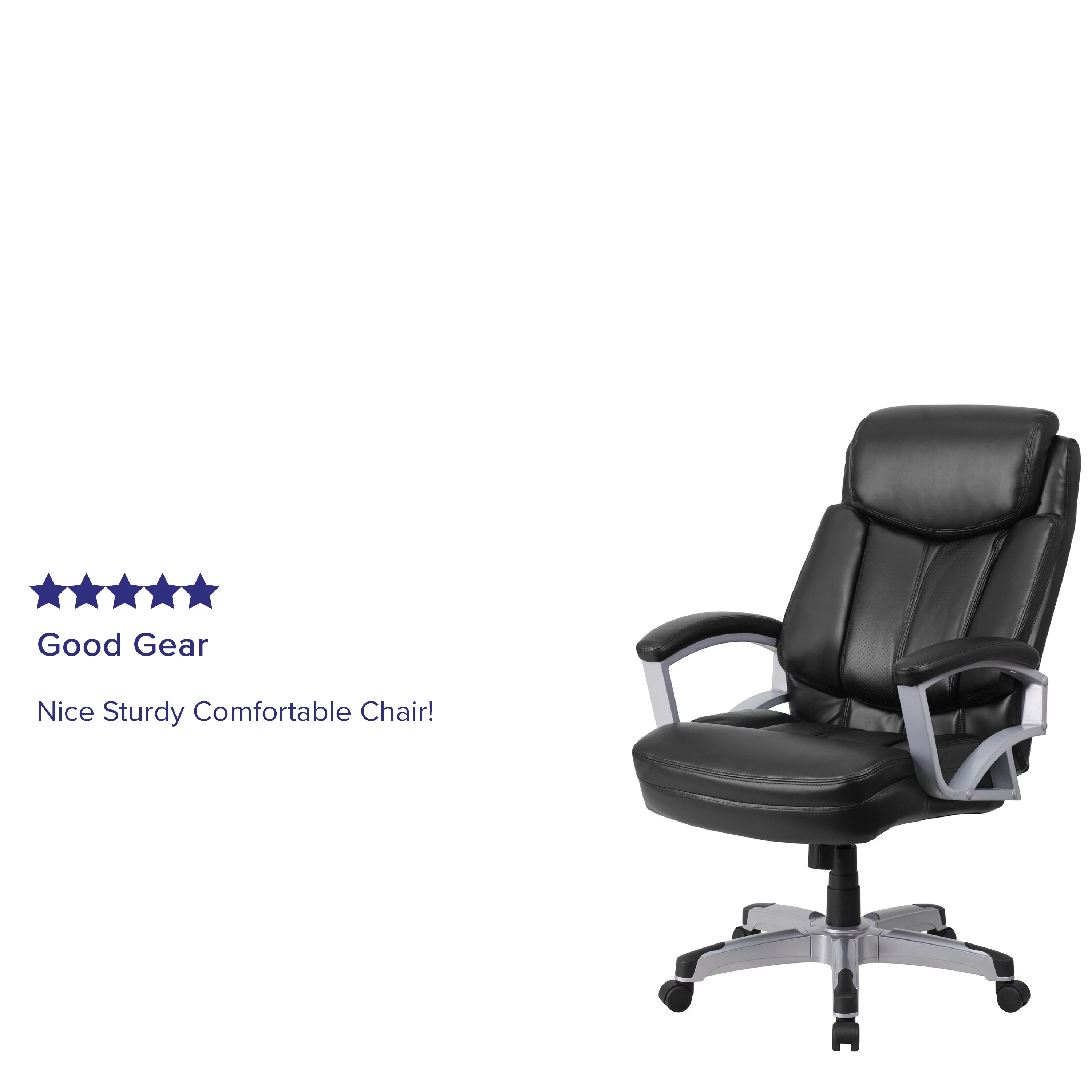 BizChair Big & Tall 500 lb. Rated Black LeatherSoft Executive Swivel Ergonomic Office Chair with Arms